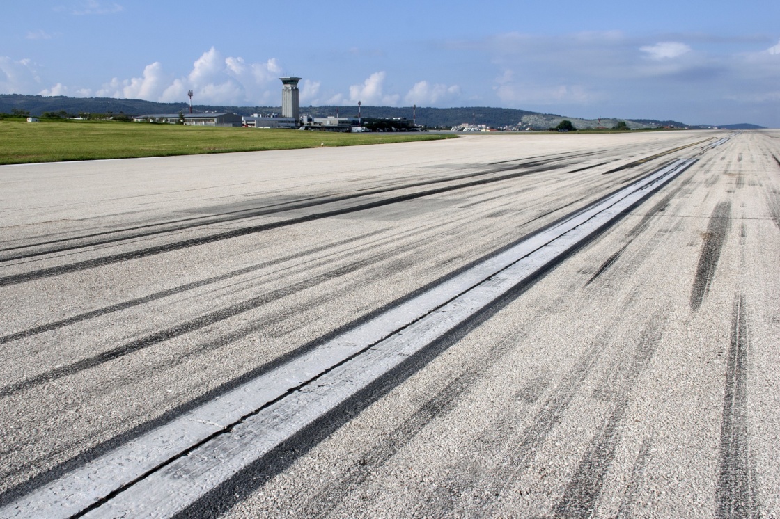 'Concrete runway of Split airport with traces of airplane wheels' - Split