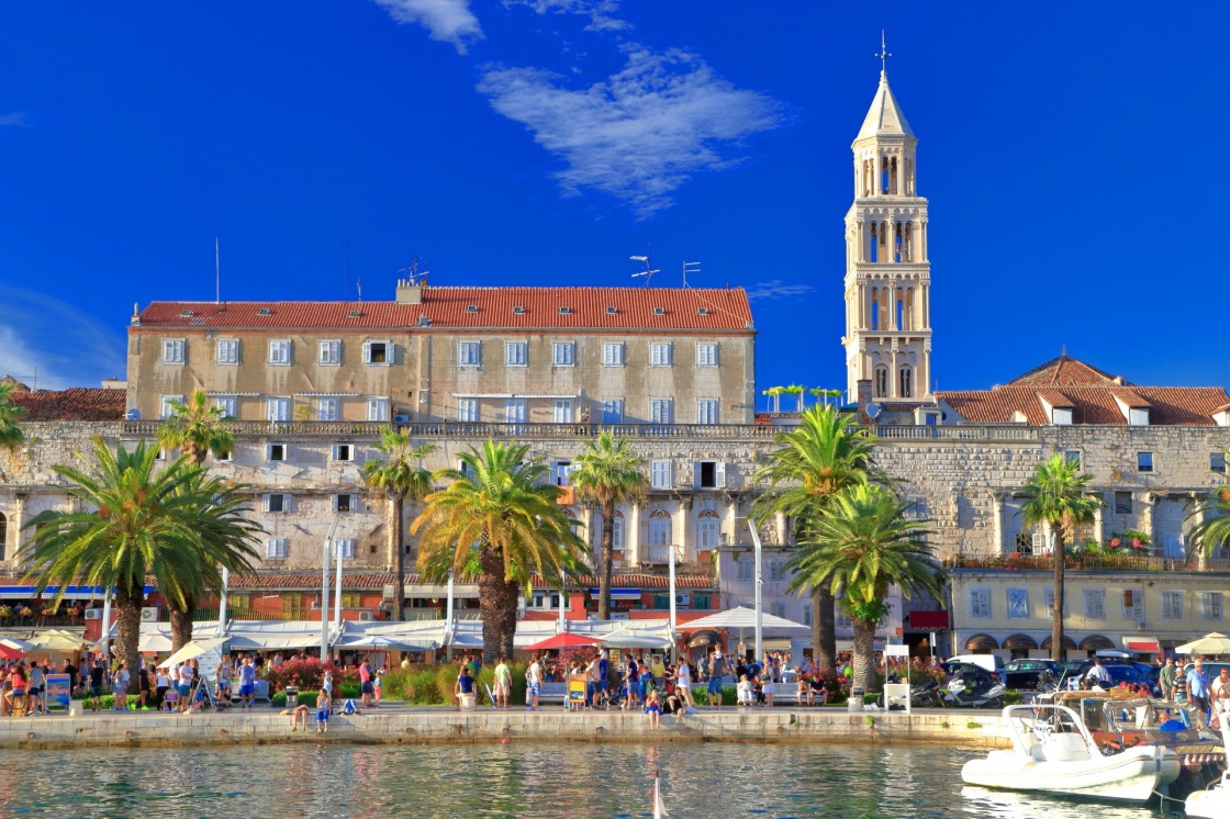 'Venetian church tower and the Palace of Diocletian on the Adriatic sea coast, Split, Croatia' - Split